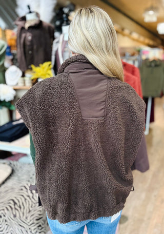 Tied Sides Oversized Sherpa Vest