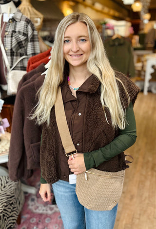 Tied Sides Oversized Sherpa Vest