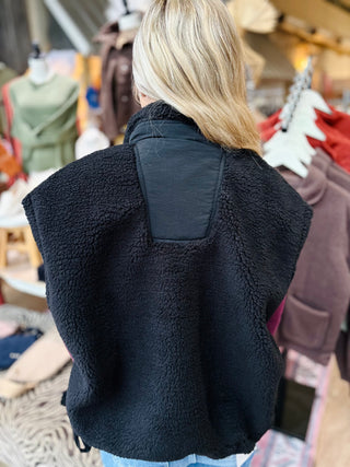 Tied Sides Oversized Sherpa Vest