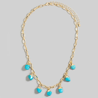 Turquoise Stone Charm Necklace