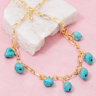 Turquoise Stone Charm Necklace