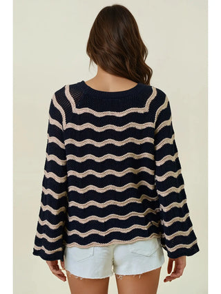 Wavy Bell Sleeve Sweater