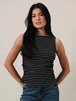 Angela Striped Boat Neck Tank Top