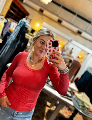 Baylor Slim Fit Scoop Neck Long Sleeve Top