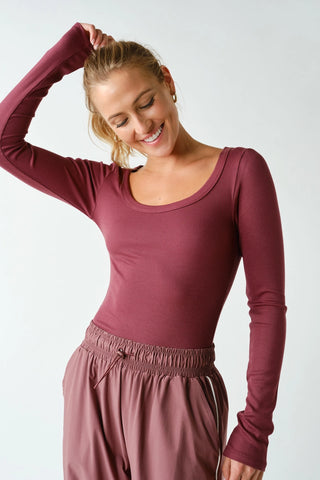 Baylor Slim Fit Scoop Neck Long Sleeve Top