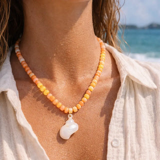 Beaded Nautical Necklace – Shell Pendant Beach Jewelry
