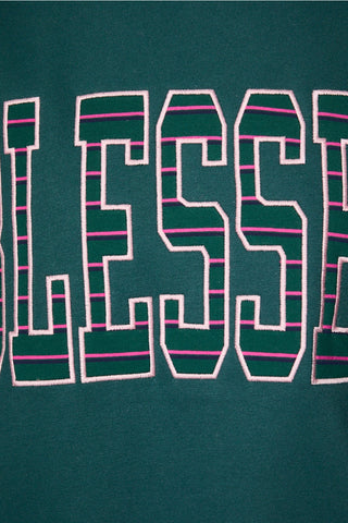 Blessed Graphic Mock Neck Oversized Sweatshirt