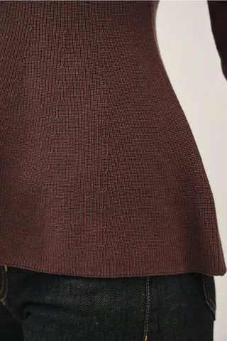 Button Down Peplum Ribbed Sweater Top