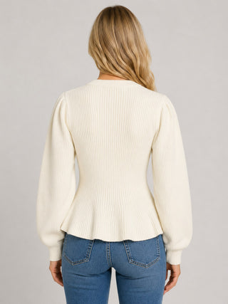 Cable Knit Peplum Hem Sweater