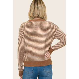 Checkerboard Striped Mixed Sweater
