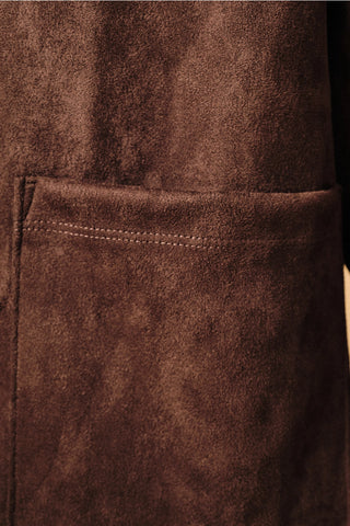 Cropped Faux Suede Button Up Jacket