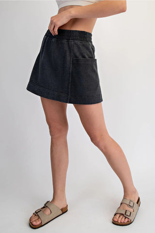 Demi Mineral Washed Side Pocket Casual Skort