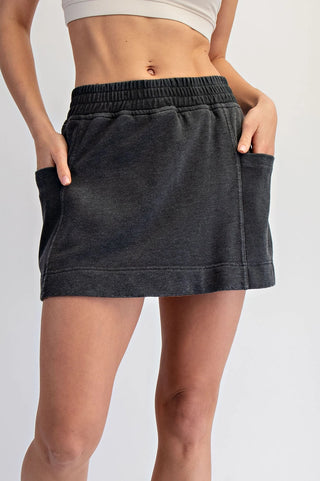 Demi Mineral Washed Side Pocket Casual Skort