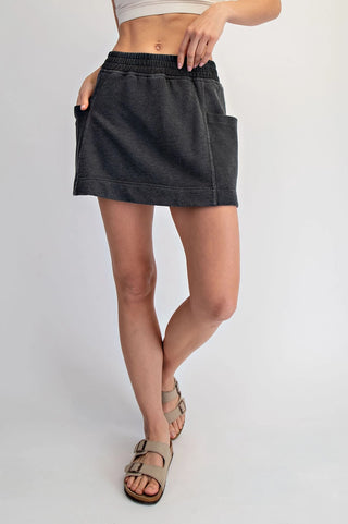 Demi Mineral Washed Side Pocket Casual Skort