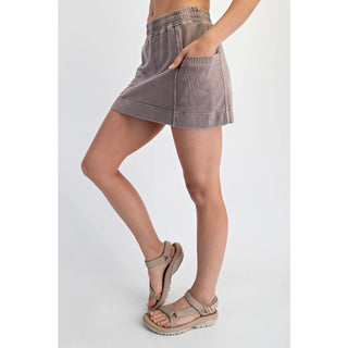 Demi Mineral Washed Side Pocket Casual Skort
