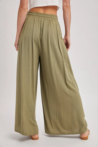 Drawstring Waist Wide Leg Palazzo Pants