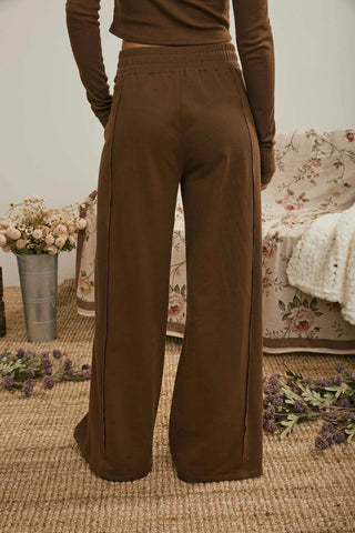 Elastic Waist Side Panel Wide Leg Lounge Pants