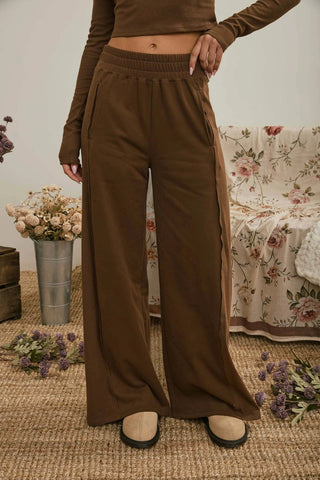 Elastic Waist Side Panel Wide Leg Lounge Pants