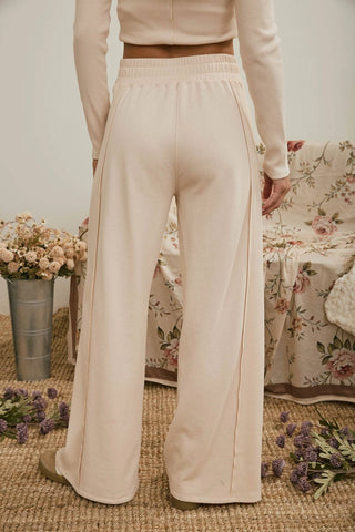 Elastic Waist Side Panel Wide Leg Lounge Pants