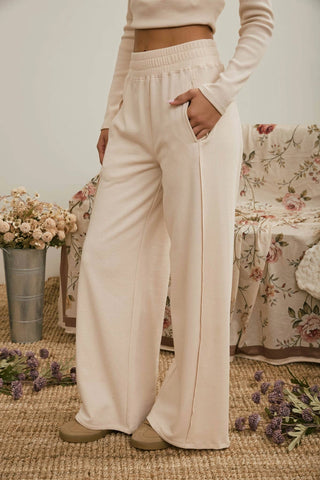 Elastic Waist Side Panel Wide Leg Lounge Pants