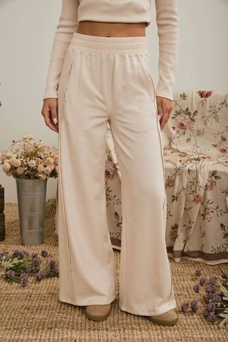 Elastic Waist Side Panel Wide Leg Lounge Pants