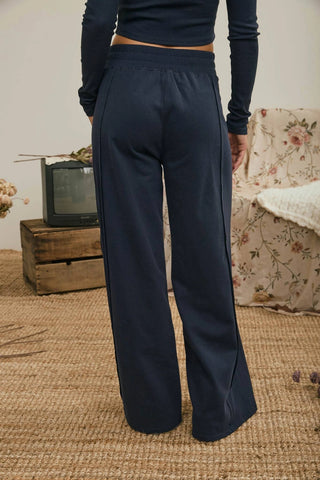 Elastic Waist Side Panel Wide Leg Lounge Pants