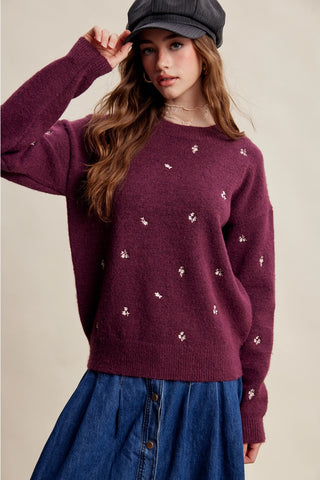 Embroidered Flower Sweater