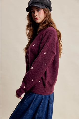 Embroidered Flower Sweater
