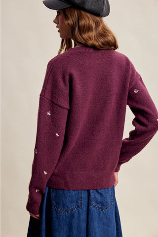 Embroidered Flower Sweater