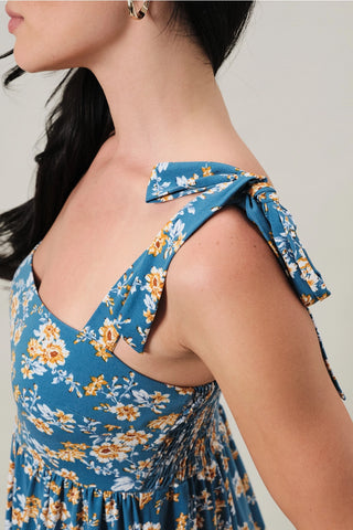 Empire Waist Tie Strap Floral Mini Dress