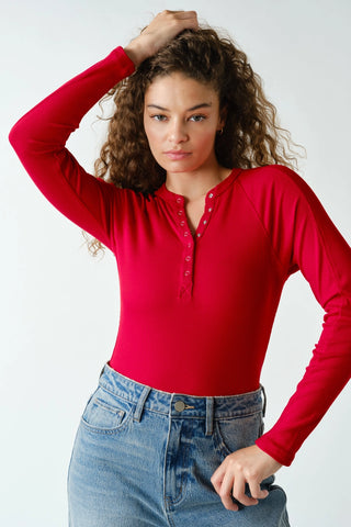 Essential Micro-Ribbed Henley Top