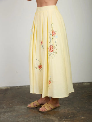 Floral Embroidery Detail Midi Skirt
