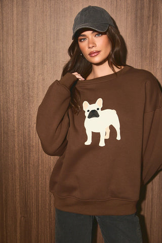 French Bulldog Embroidered Graphic Sweatshirt