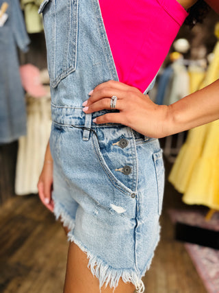 HIDDEN Camden Fray Hem Denim Short Overalls
