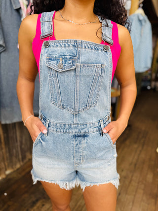 HIDDEN Camden Fray Hem Denim Short Overalls