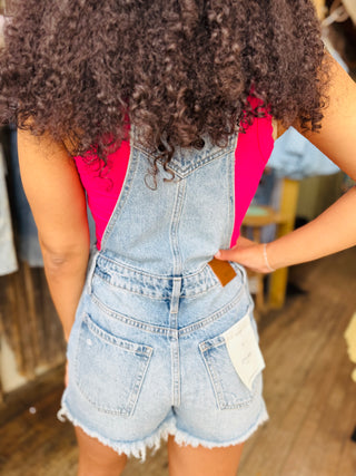 HIDDEN Camden Fray Hem Denim Short Overalls