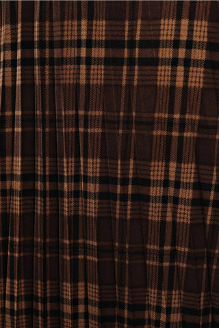 High Waist Plaid Pleated A-Line Midi Skirt