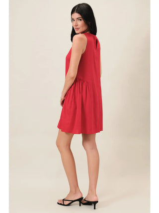 Jada Gathered Drop Waist Linen Mini Dress