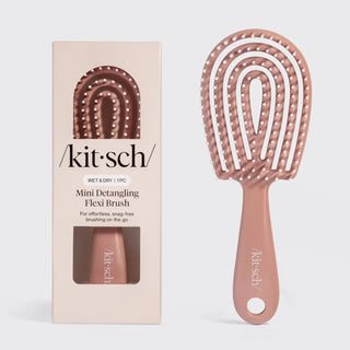Kitsch Mini Detangling Flexi Brush in Terracotta - compact travel-size hair brush with flexible bristles