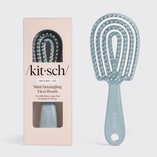 Kitsch Mini Detangling Flexi Brush in Haze Blue - compact travel-size hair brush with flexible bristles