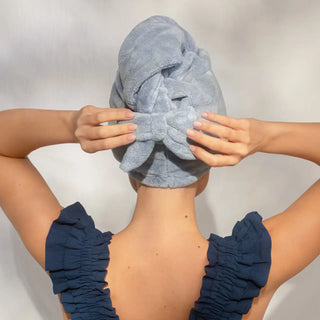 Kitsch Plush Microfiber Hair Towel Turban with Bow – Coastal Blue (Limited Edition)