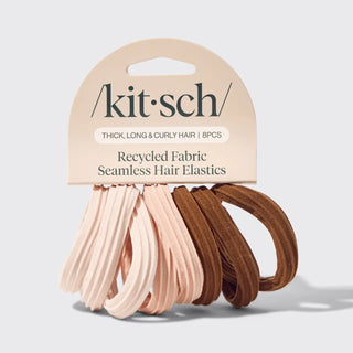 No-crease seamless hair ties in Rosewood by Kitsch showing soft recycled fabric"