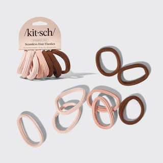 Kitsch seamless hair elastics 8-piece set in Rosewood color made from recycled nylon