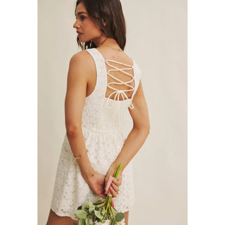 Lace Bustier Smocked Romper – Romantic Floral Mini Romper
