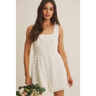 Lace Bustier Smocked Romper – Romantic Floral Mini Romper