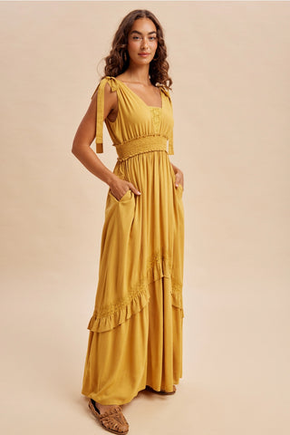 Lace Inset Tank Maxi Dress