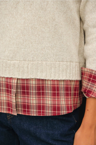 Layered Plaid Shirt Sweater
