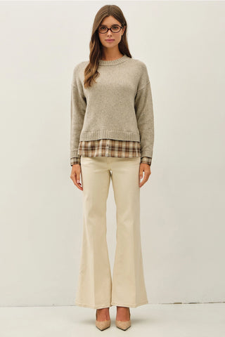 Layered Plaid Shirt Sweater