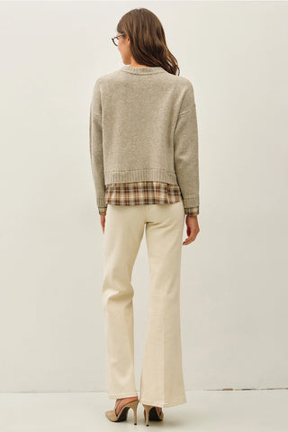 Layered Plaid Shirt Sweater