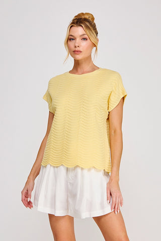 Maeve Scallop Pattern Knit Top